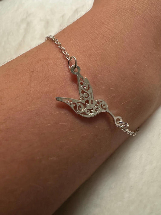 Hummingbird charm link bracelet